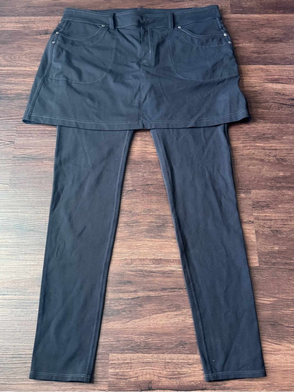 Athleta Leggings Womens XLT Tall Black 2 In 1 Skirted Legging Built In Yoga